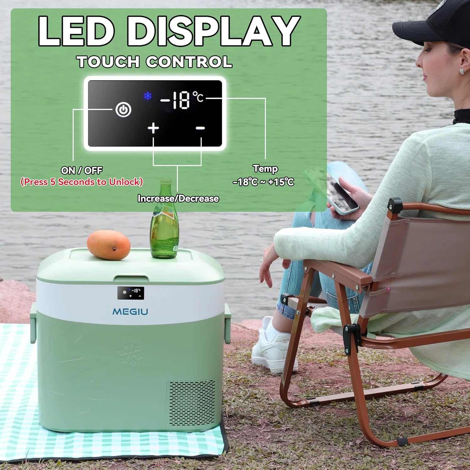 Car Fridge Portable 12 Volt Refrigerator 23 Quart (22 Liter) Freezer Compressor Cooler 12V/24V DC