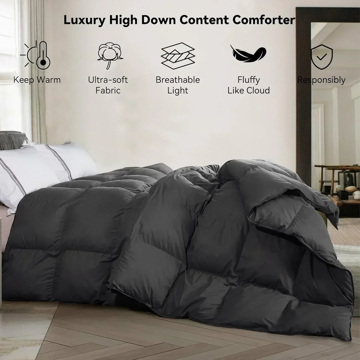 Premium Down Comforter 3D Baffle Box Design