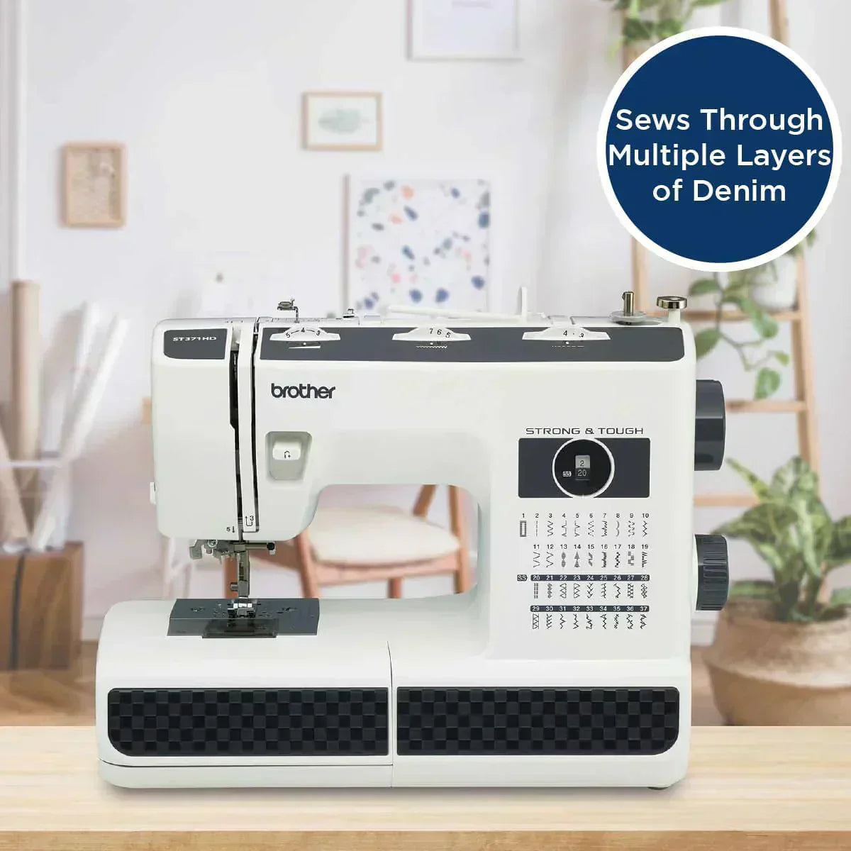 Sewing Machine, Strong Tough 37 Built-in Stitches Free Arm Option 6 Included Feet
