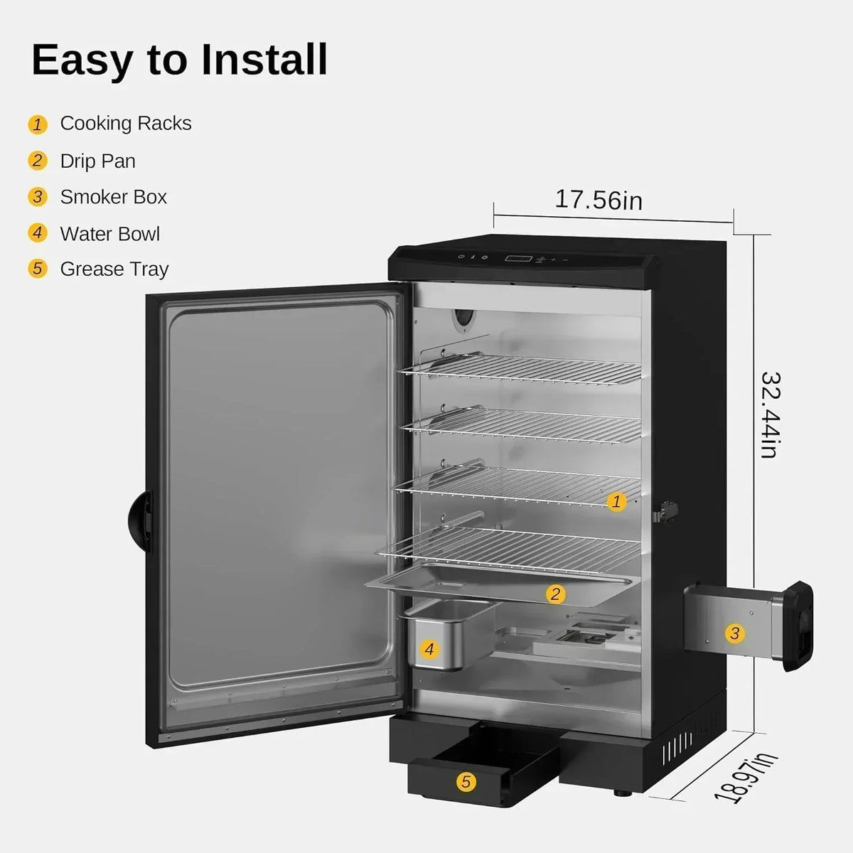 EAST OAK 30 Outdoor Electric Smoker Built-in meat probe smokes up to 6 times longer