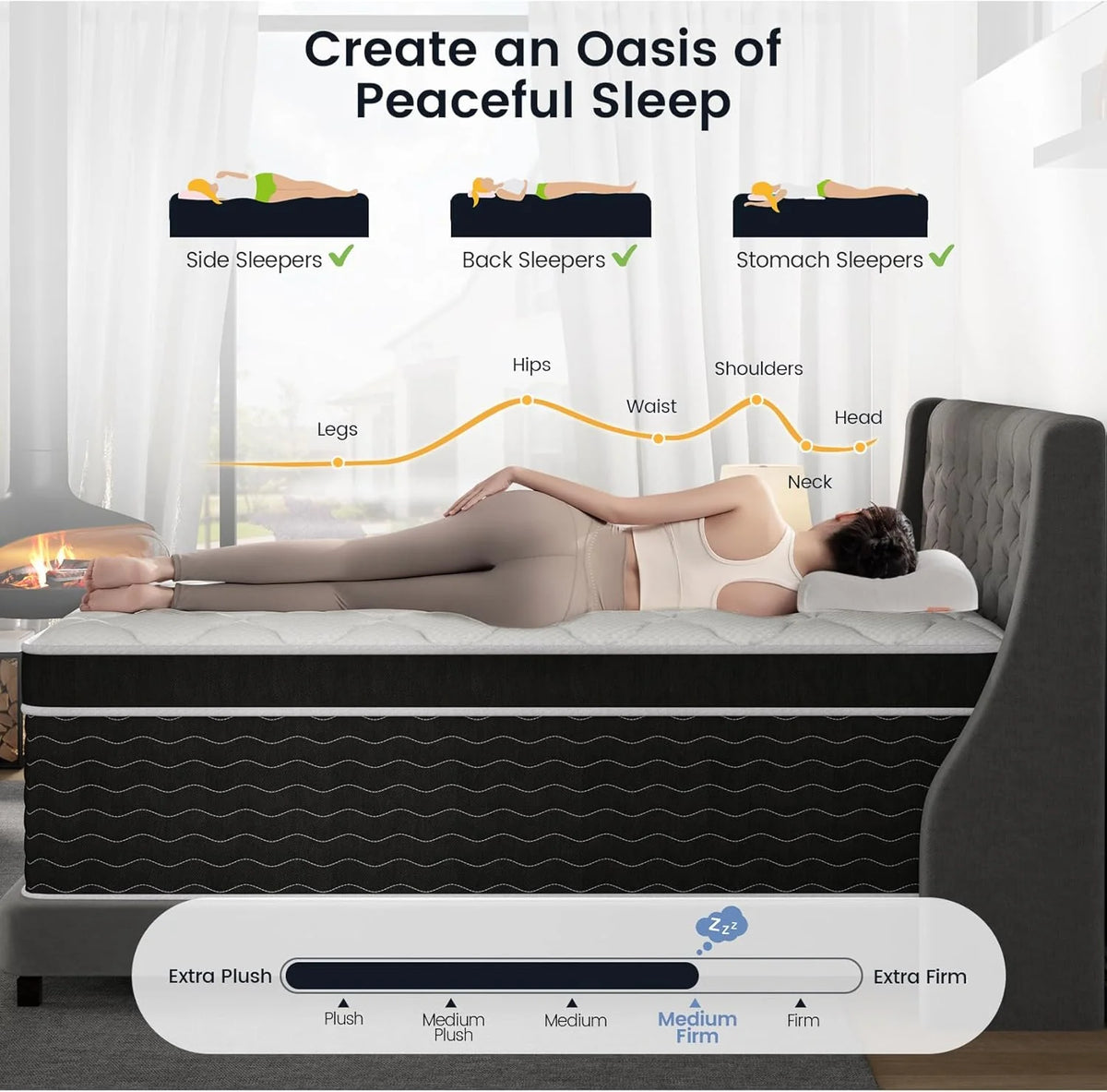 Full Size Mattress, 10 inch Full Bed Mattress in a Box, Medium Plush Hybrid Mattresses with Gel Memory Foam and Pocket Springs, Pressure Relief & Upgraded Support, Cooling and Breathable