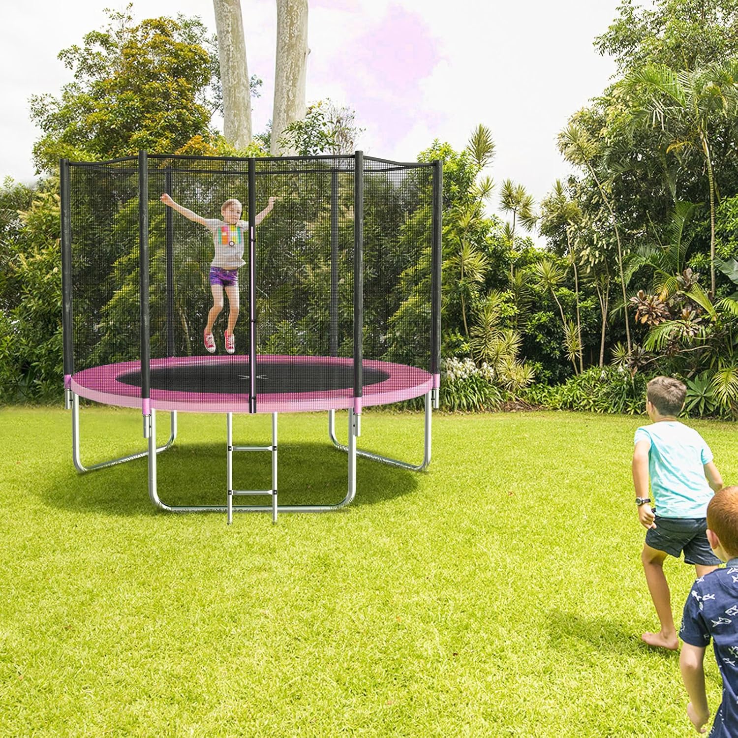 AOTOB 8FT 10FT 12FT 14 FT 15FT Trampoline with Safety Enclosure Net Outdoor Trampoline
