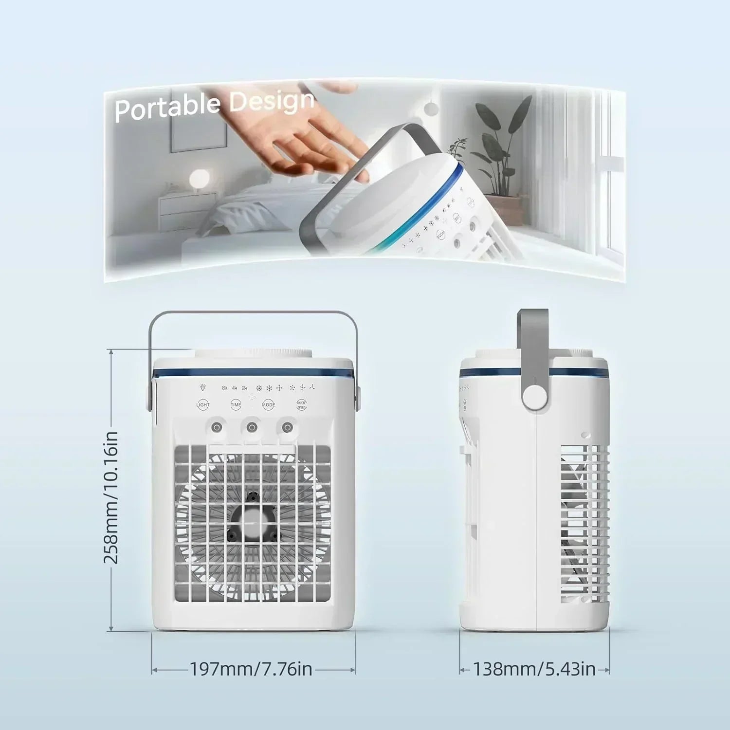 Portable Air Conditioner,Cooling Fan with 3 Speeds 3 Modes 2-8H Timer 1000ml Water Tank