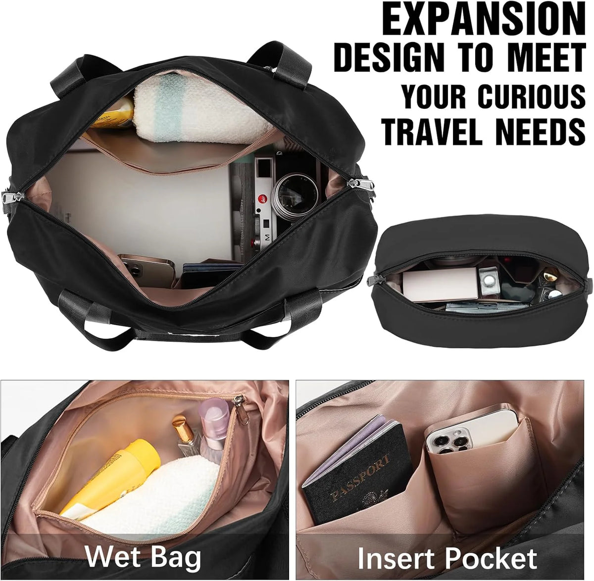 LONG VACATION 6 Piece Luggage Set Carry on Suitcase with ABS+PC hardshell, Spinner Wheels & YKK Zipper TSA Lock