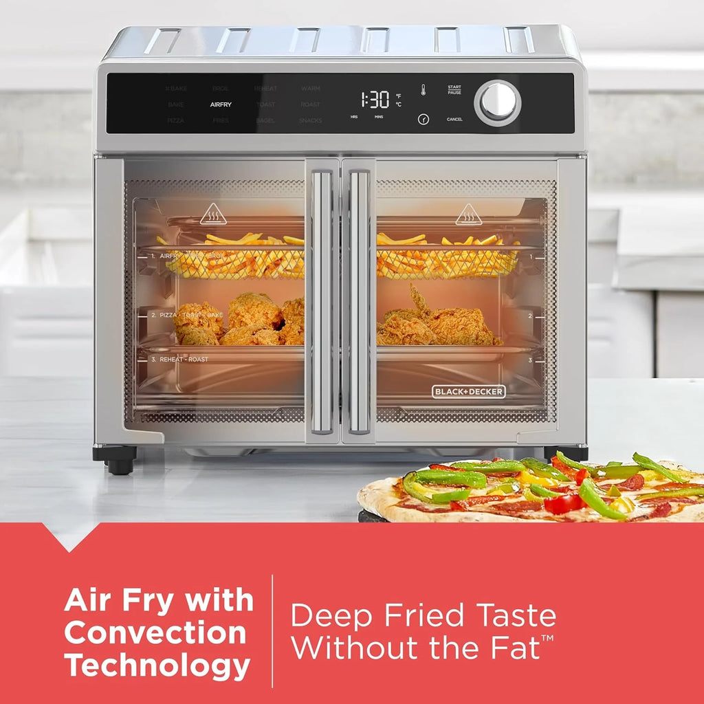 BLACK+DECKER Crisp 'N Bake Air Fryer Toaster Oven Combo, 12 in 1 Countertop Convection Oven Cooks Food Fast