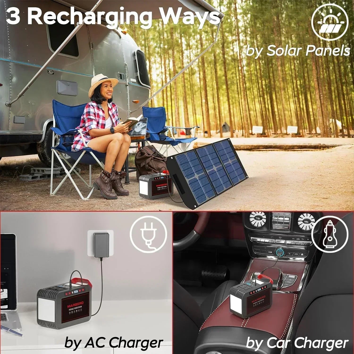 Portable Power Station 88Wh Camping Lithium Battery Solar Generator Fast Charging Power Bank