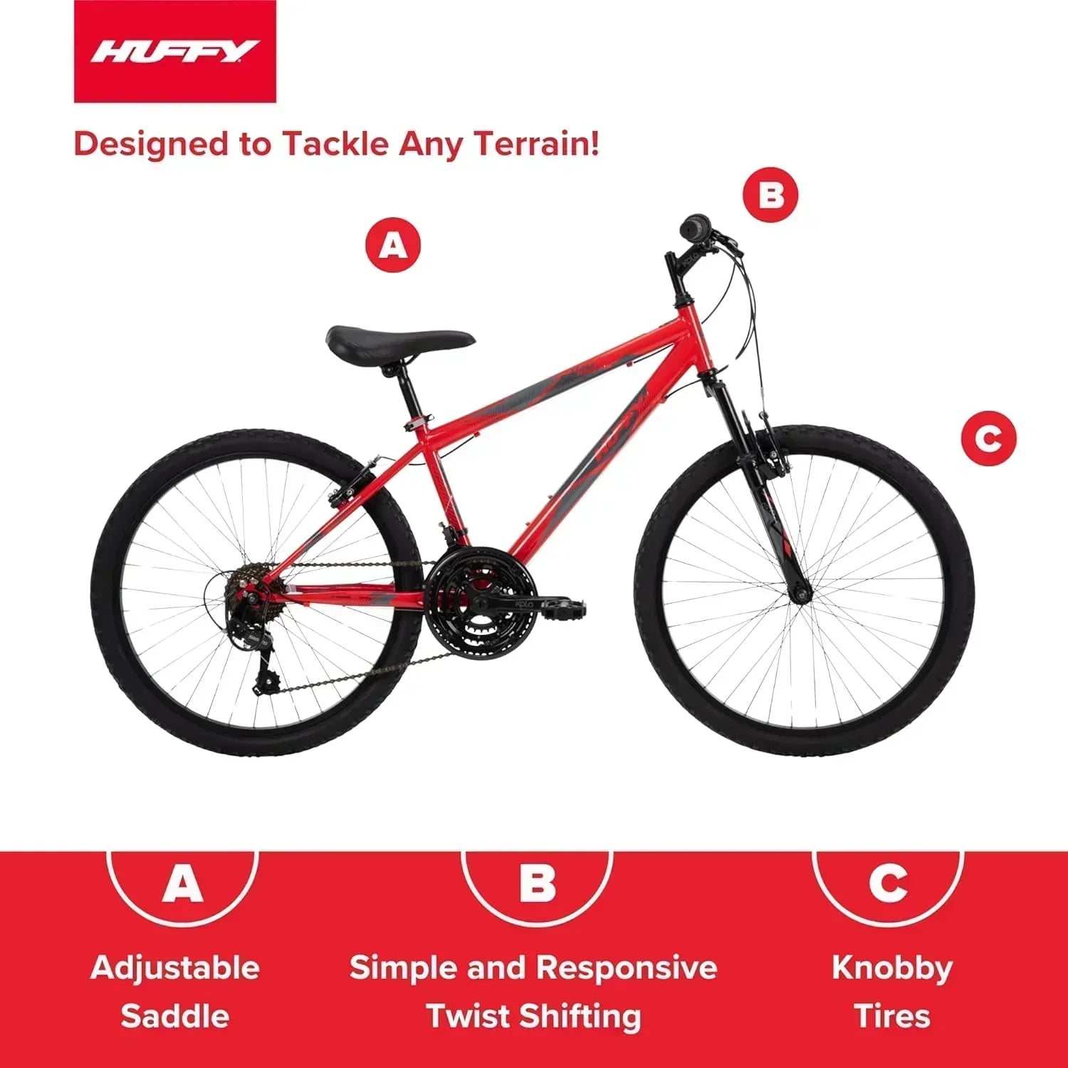 Huffy Stone Mountain Hardtail Mountain Bike for Boys/Girls/Men/Women 20/24/26 Sizes