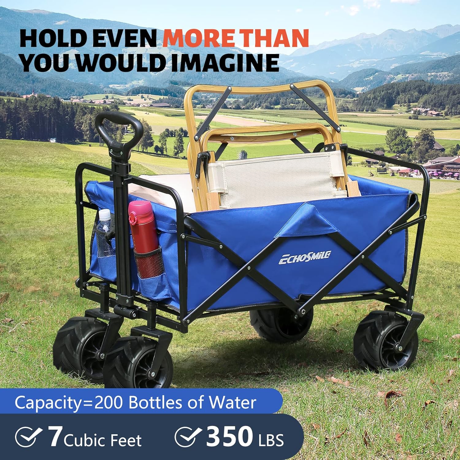 Heavy Duty 350 lb Capacity Foldable Caravan Outdoor Folding Camping Caravan Portable Grocery Cart