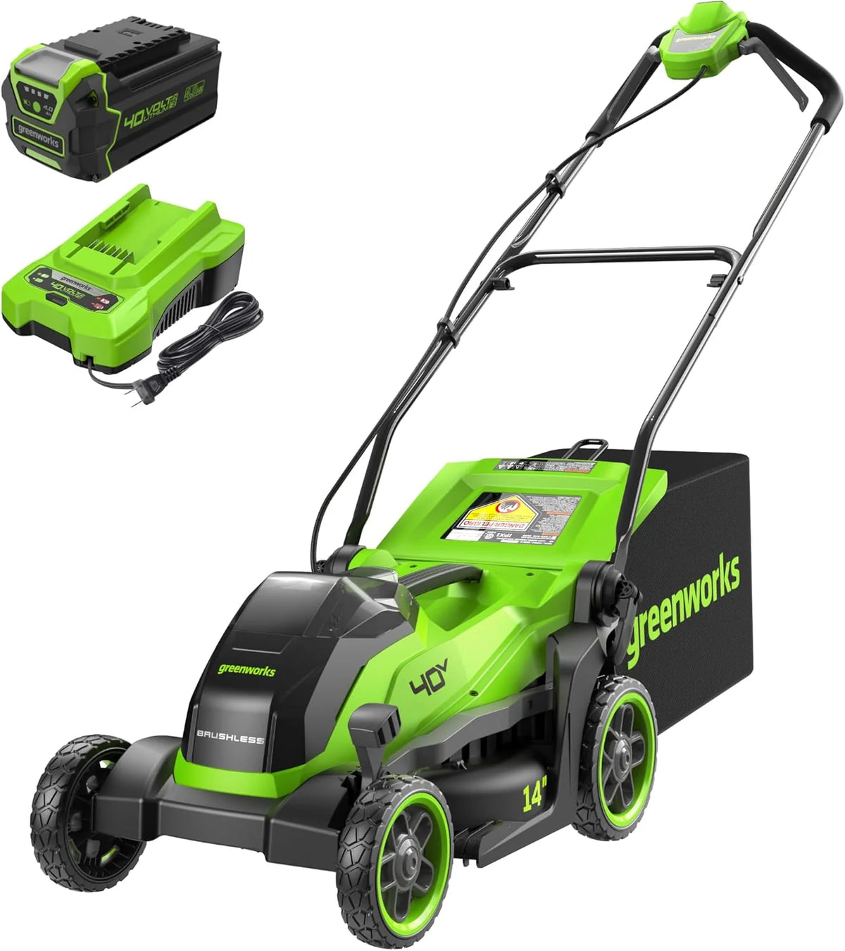 Greenworks 40V 21 Self-Propelled Cordless Lawn Mower Brushless Motor, 5.0Ah Battery