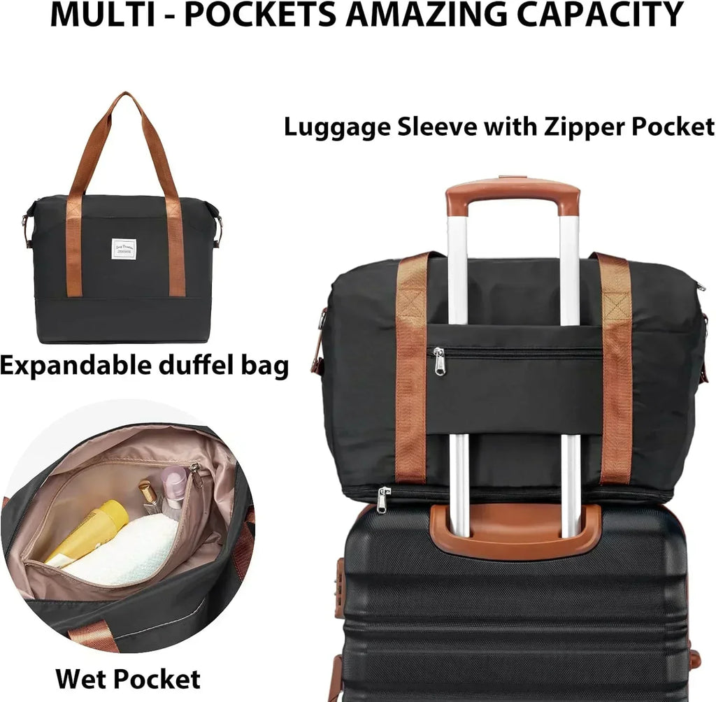 LONG VACATION 6 Piece Luggage Set Carry on Suitcase with ABS+PC hardshell Spinner Wheels