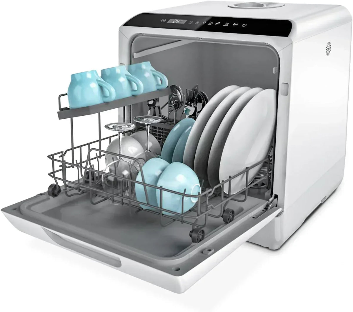 Hermitlux tabletop dishwasher 7 wash programs portable mini dishwasher