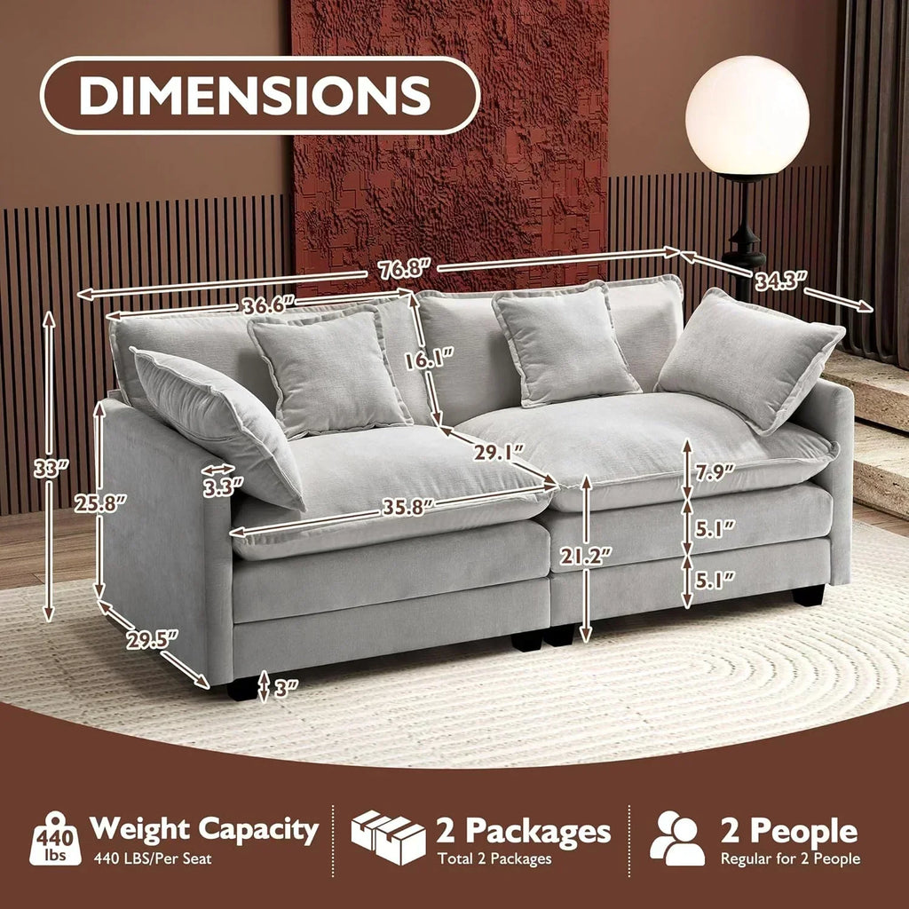 ihanherry 146-inch U-shaped modern sofa modular area cloud sofa