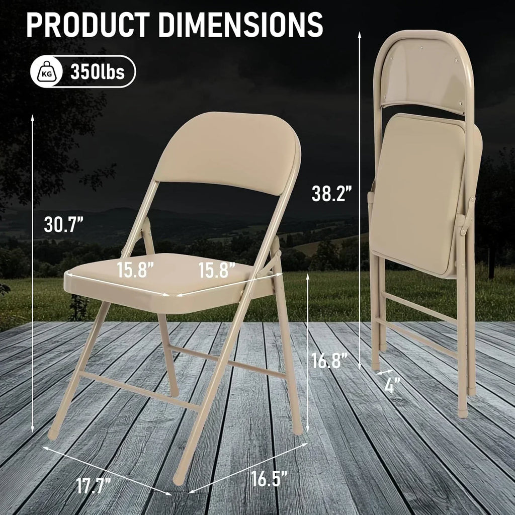 6 Pack Black Folding Chairs with Leather Chairs Events Office Wedding Party Upholstered Chairs