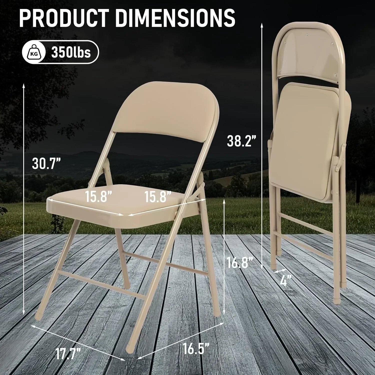 6 Pack Black Folding Chairs with Leather Chairs Events Office Wedding Party Upholstered Chairs