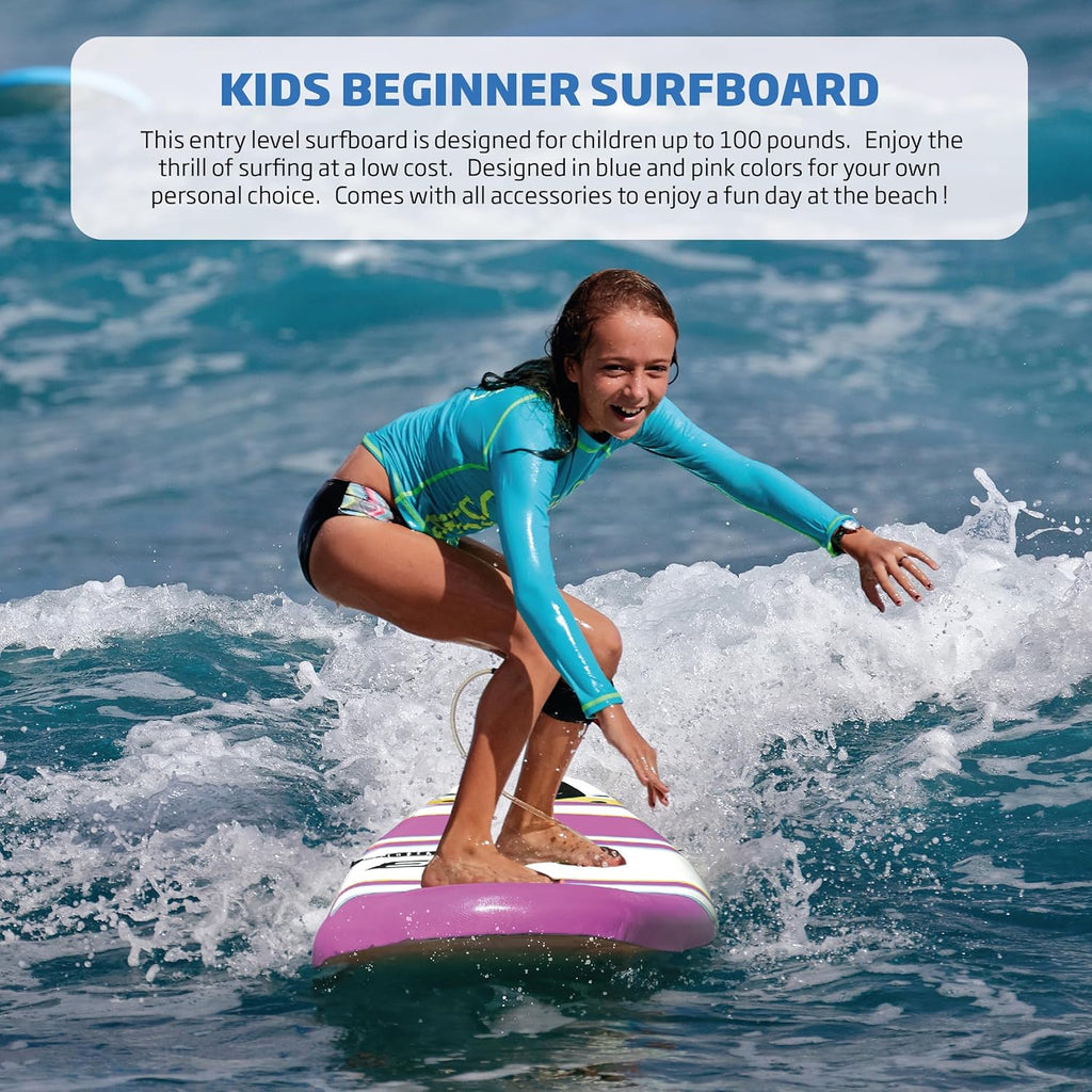 6 FUNBOARD Surfboard Softboard Foam Include (3) Fins 6 Foot Leash and (2) Wood Stringers