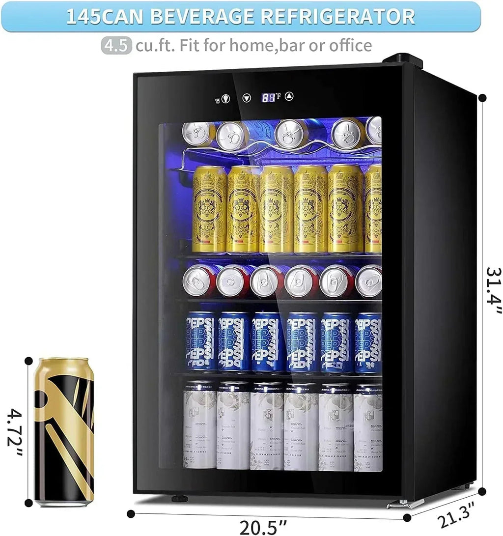 Antarctic Star Beverage Refrigerator Cooler 68 Can Mini Fridge with Glass Door for Beer Drinks Wine