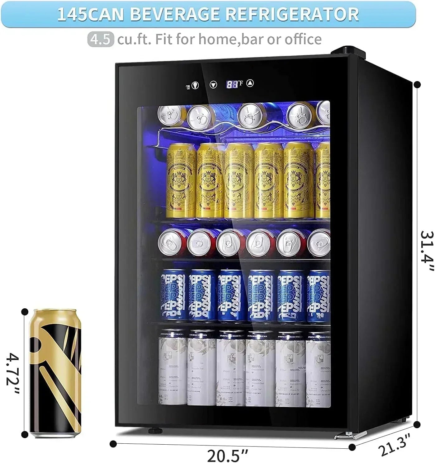 Antarctic Star Beverage Refrigerator Cooler 68 Can Mini Fridge with Glass Door for Beer Drinks Wine