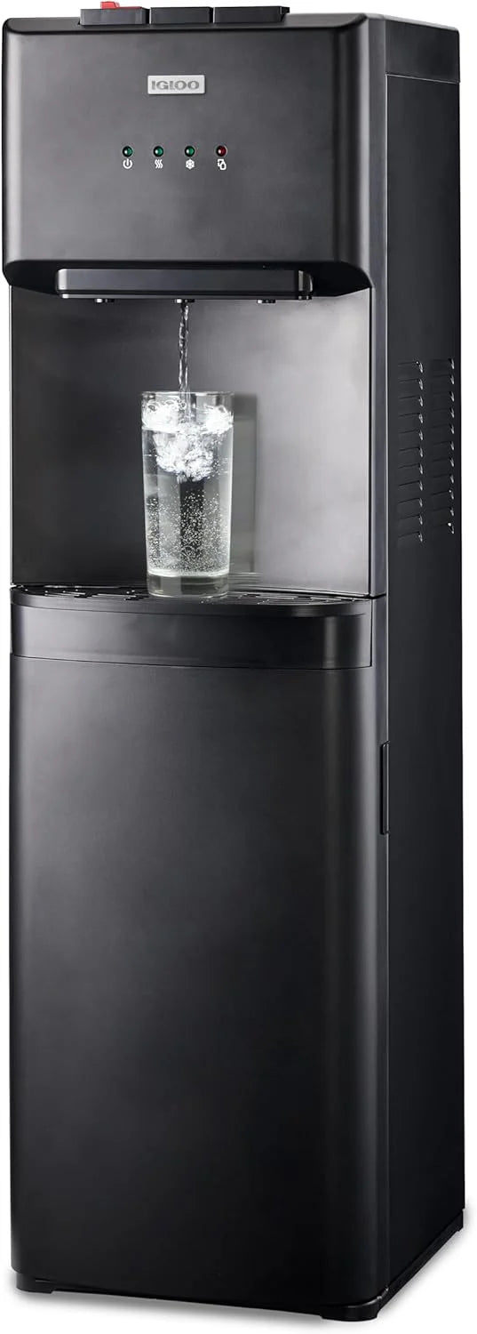 Igloo Top Loading Water Dispenser Hot and Cold Water Dispenser Black and Stainless Steel