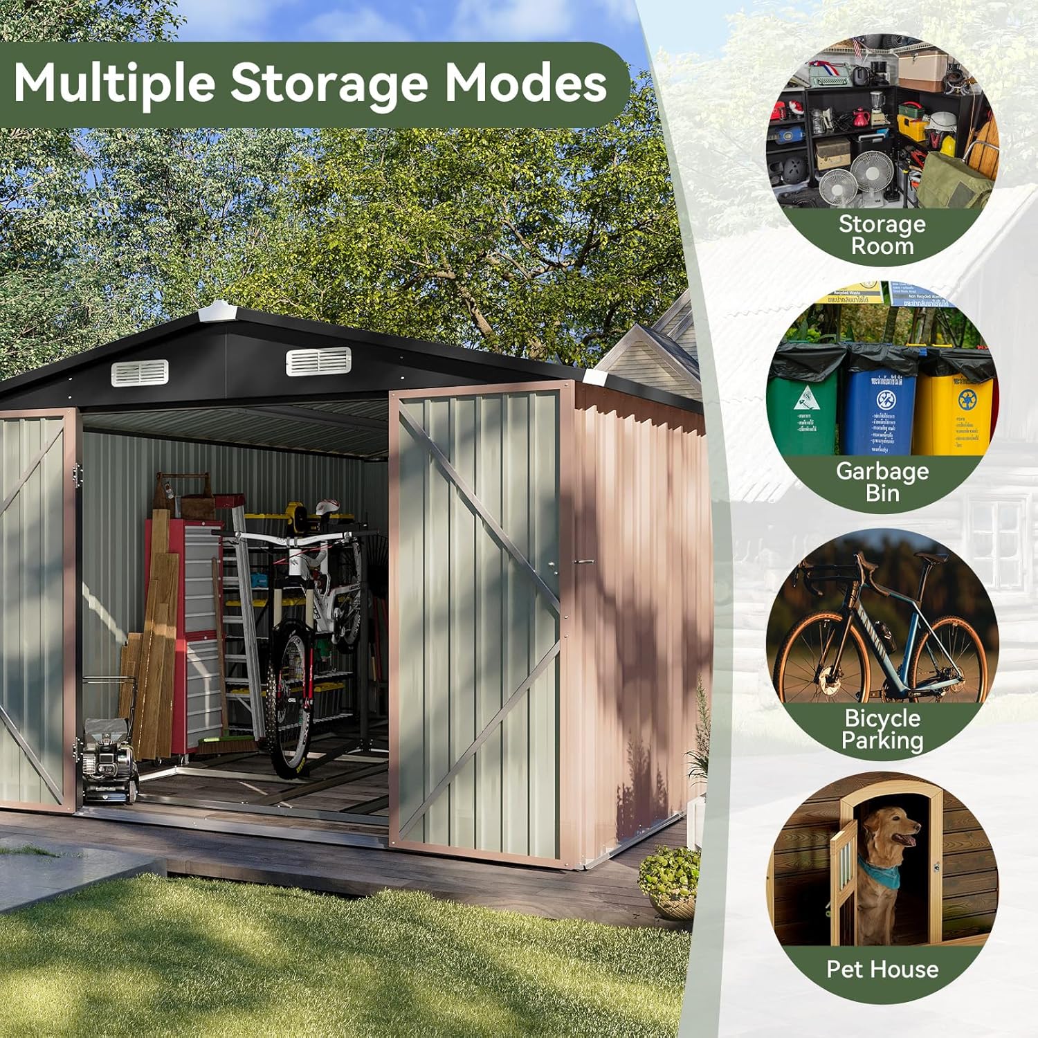 Aoxun 6.2x4 FT Shed Outdoor Storage Shed Metal Garden Shed Sloping Roof Tool Shed Bike Shed