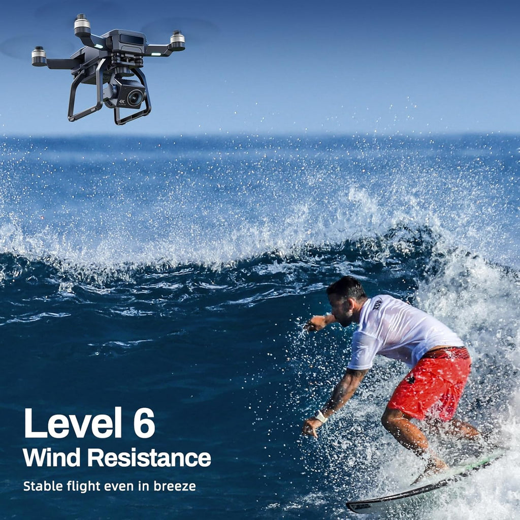 Adult-specific camera drone with 4K UHD aerial photography, 3-axis gimbal, 10,000-foot control, 3 batteries for 75 minutes of flight time, and GPS tracking