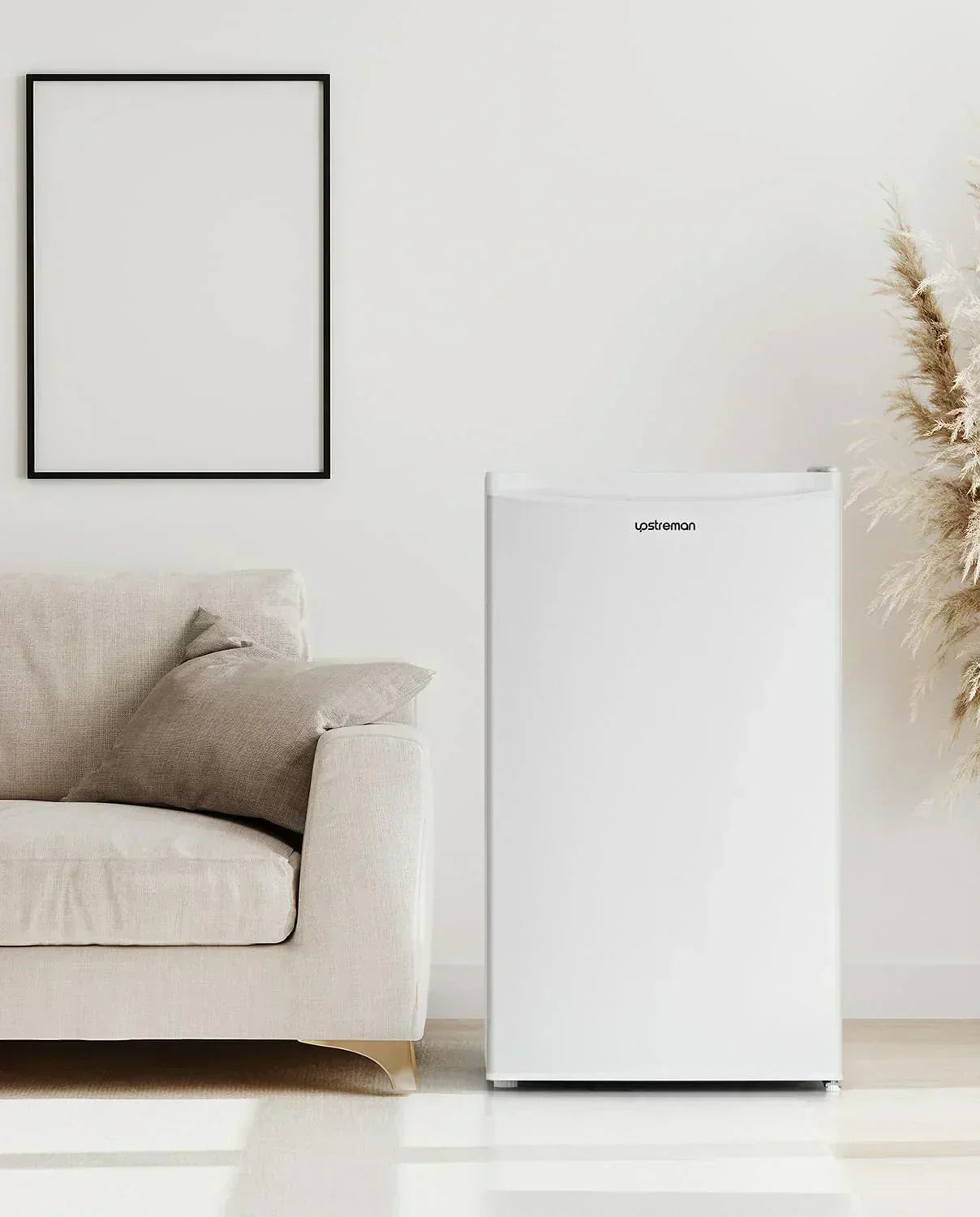 Upstreman 3.2 Cu.Ft Mini Fridge Freezer Single Door Fridge Dorm Fridge Adjustable Thermostat