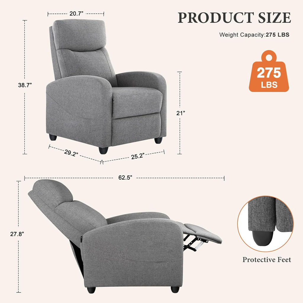Sweetcrispy Recliner Chair, 360 Swivel Rocker Chair for Adults, Glider Rocker Recliners, Nursery Chairs for Living Room, High Back, Upholstered Deep Seat, Classical Brown