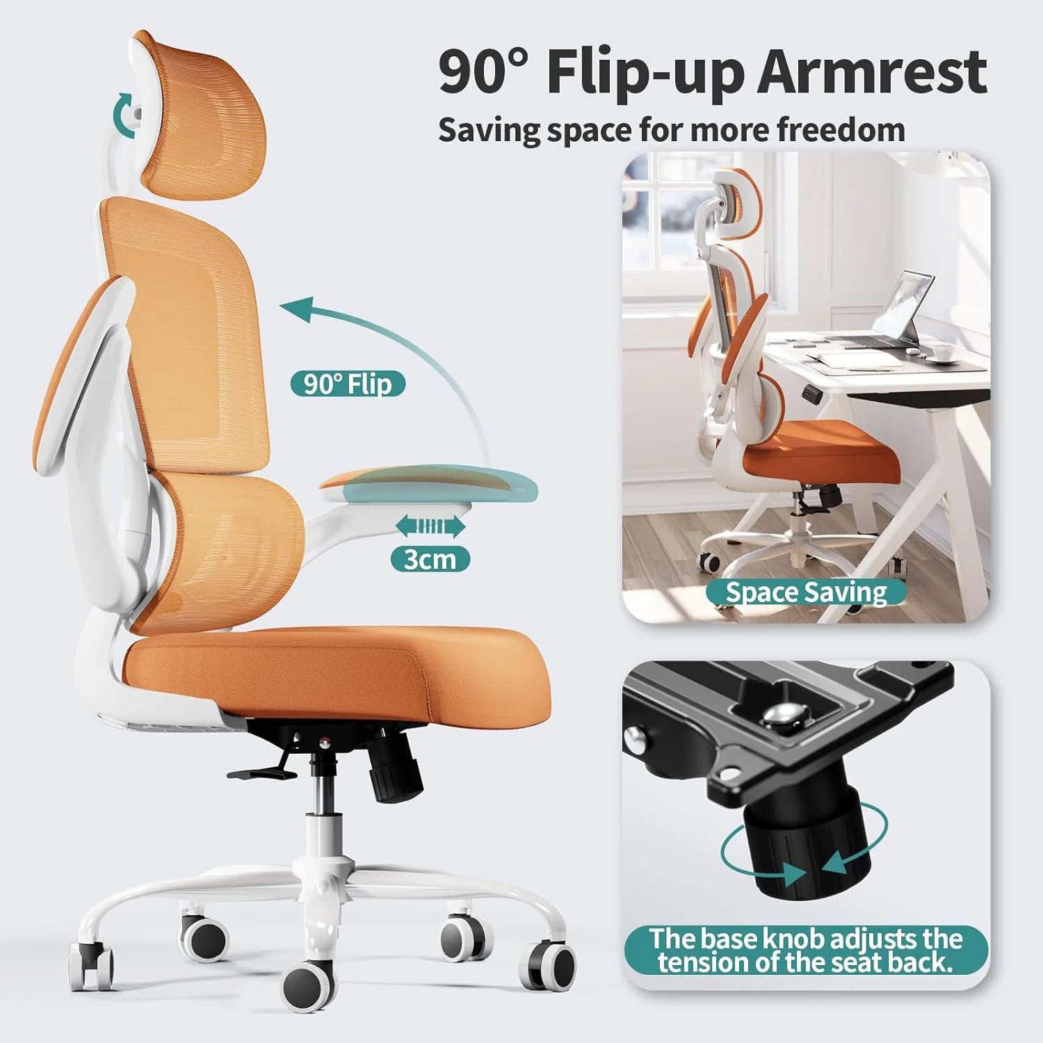 Office Chair Ergonomic Desk Chair, 330 lbs Home Mesh Desk Chair with Wheels, Comfortable Gaming Chair, High Back Office Chair