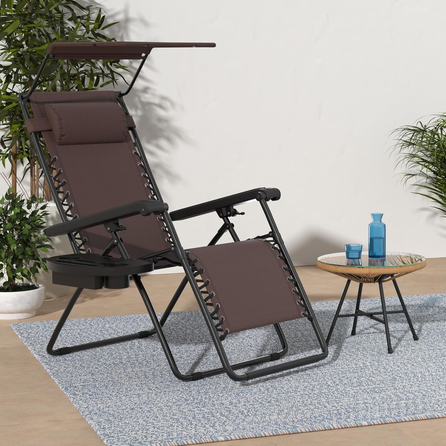 Best Choice Products Folding Zero Gravity Recliner Patio Lounge Chair Adjustable Canopy Shade