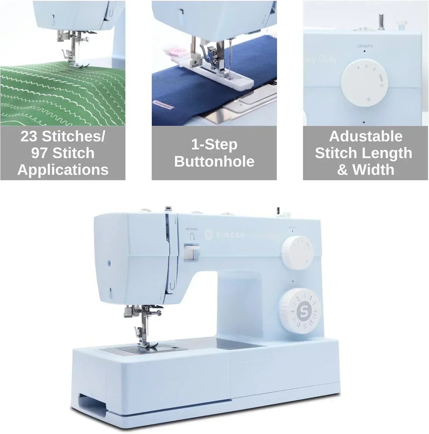 Heavy-Duty 4423 High-Speed Sewing Machine Includes Accessory Kit 97 Stitches One-Step Buttonhole
