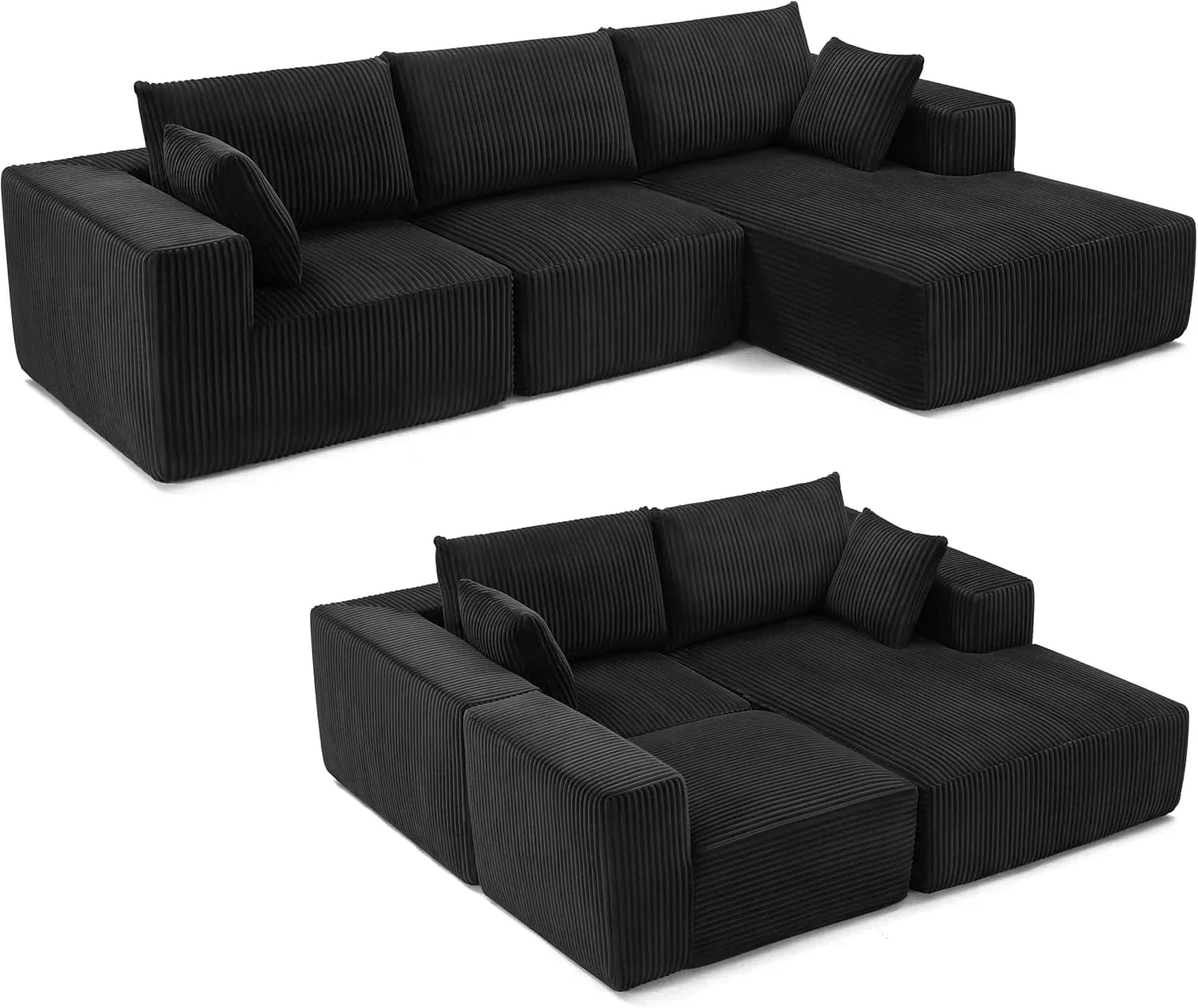 108-inch modular sofa cloud modular sofa with deep seat and reclining chair upholstered sofa