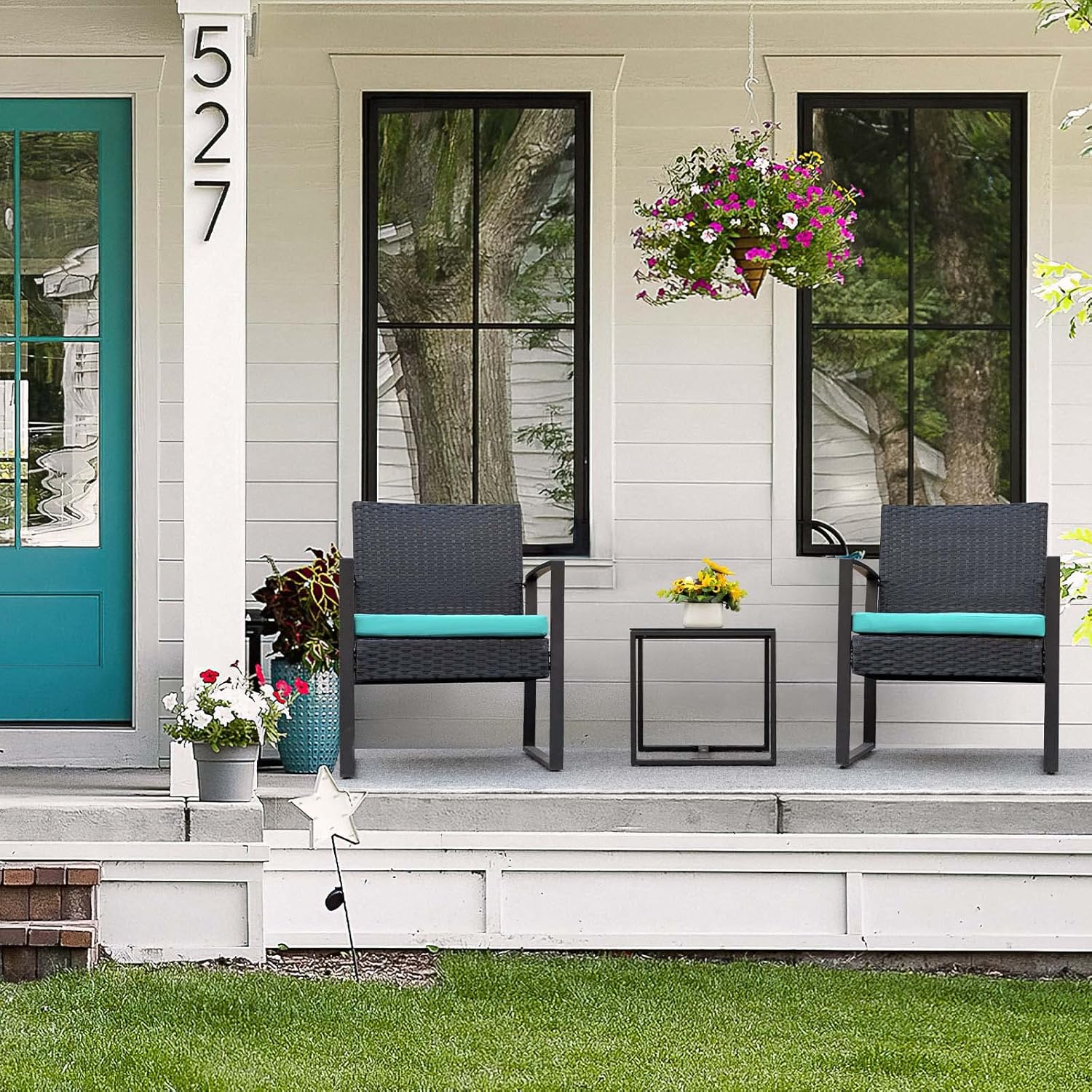 Flamaker 3 Pieces Patio Set Outdoor Wicker Furniture Sets Modern Rattan Chair Conversation Sets