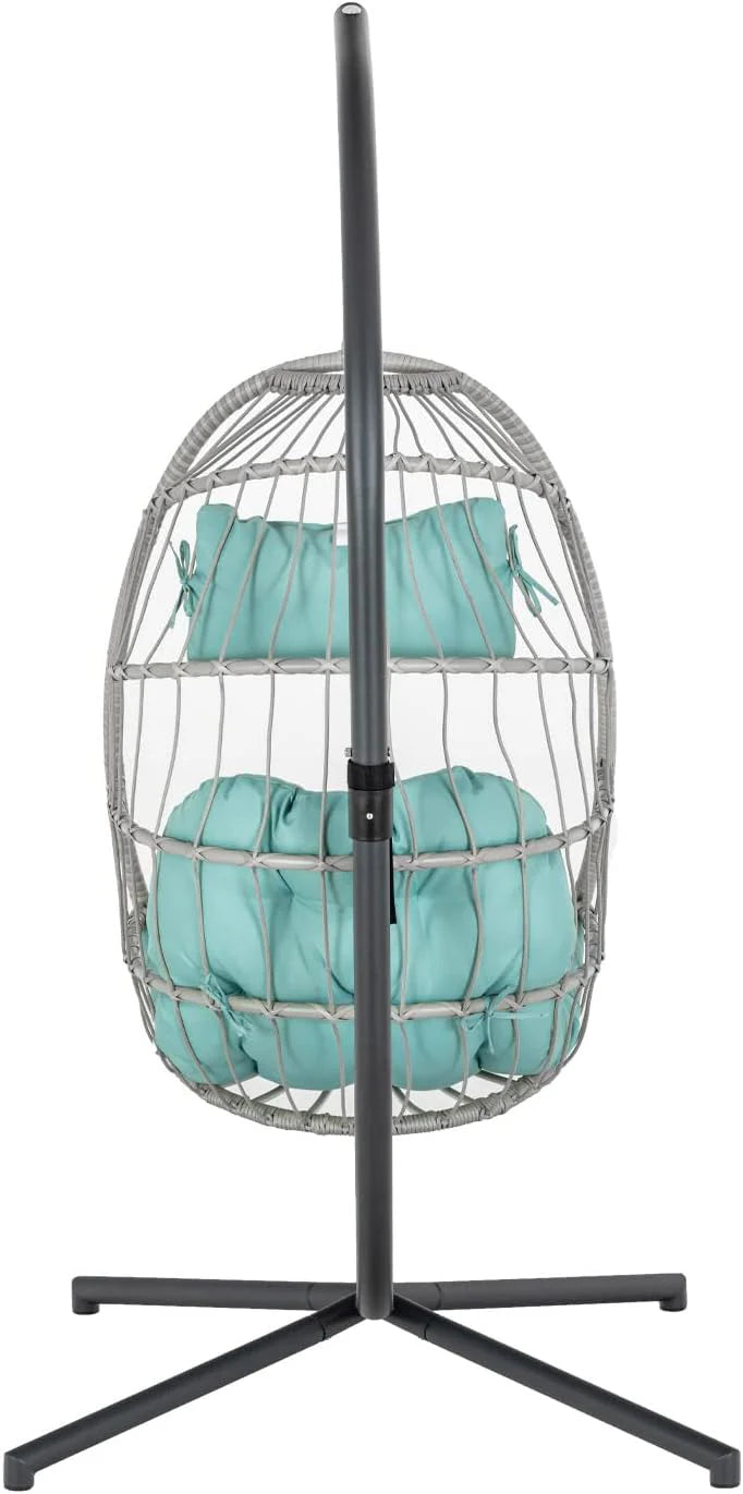 Yechen Indoor Outdoor Egg Hanging Chair Patio Wicker Swing Egg Chair Indoor Swinging Chair