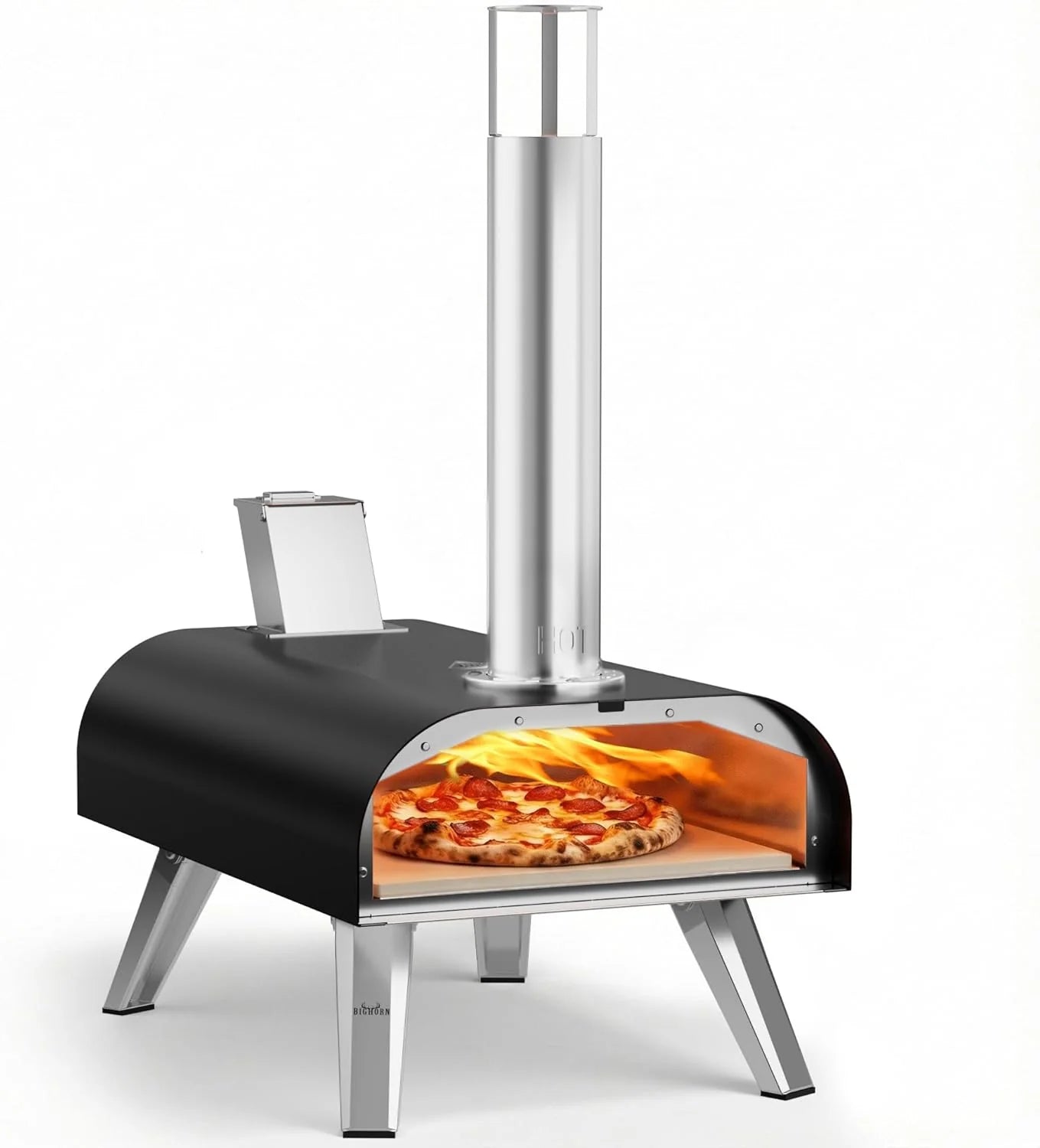 BIG HORN OUTDOORS 12 Multi-Fuel Pizza Oven, Portable Outdoor Pizza Oven, Wood Fired