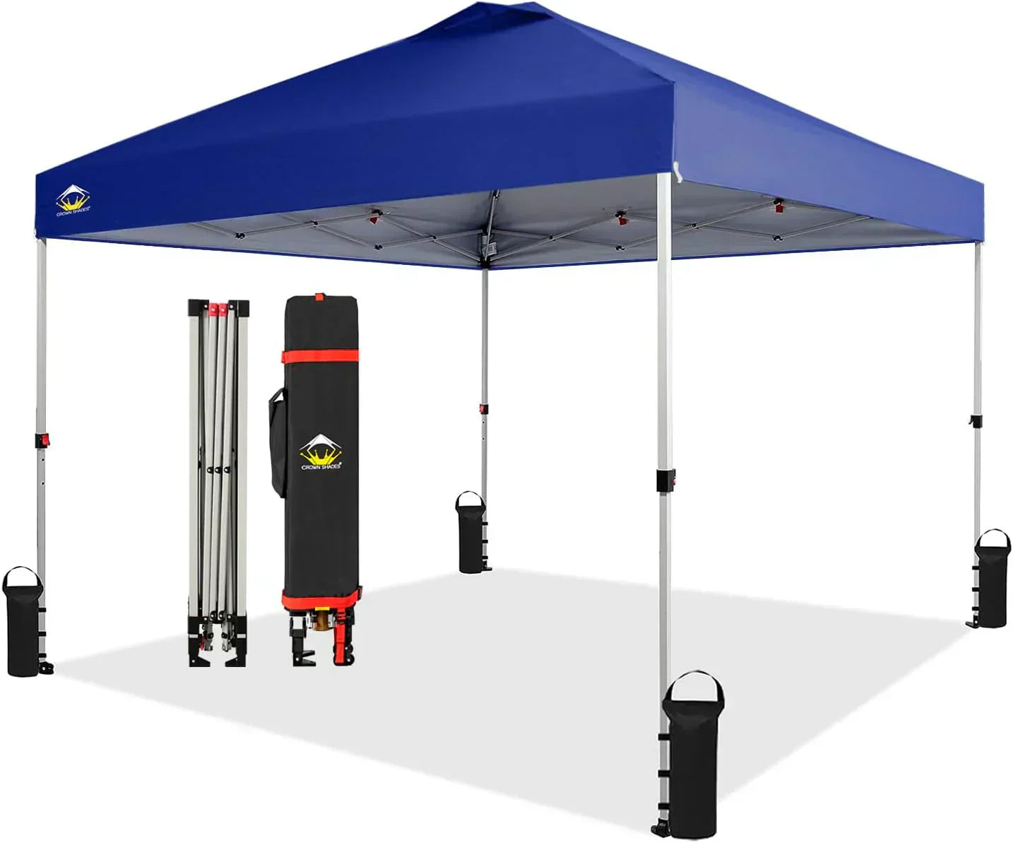 10x10 Pop-Up Awning One-Click Installation Beach Tent Outdoor Sunshade Silver Coated Top