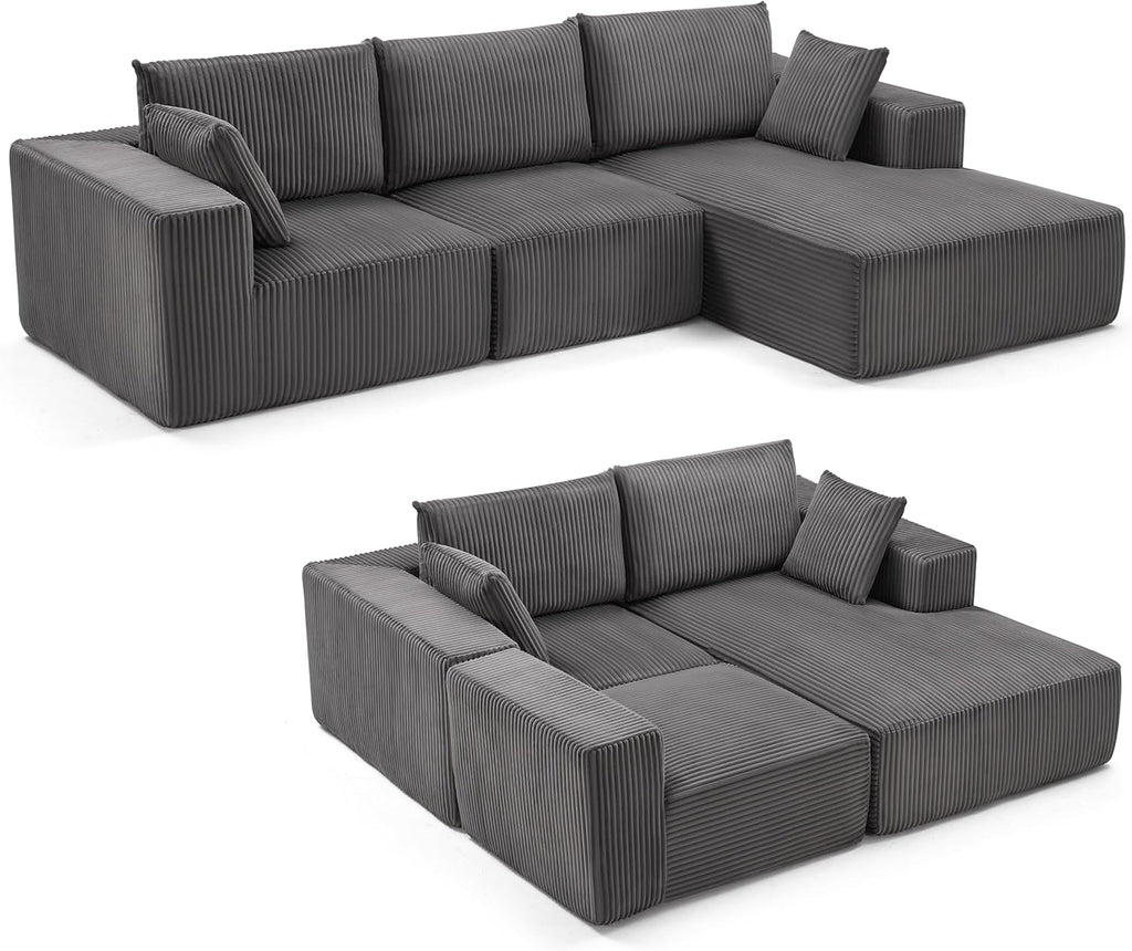 108-inch modular sofa cloud modular sofa with deep seat and reclining chair upholstered sofa