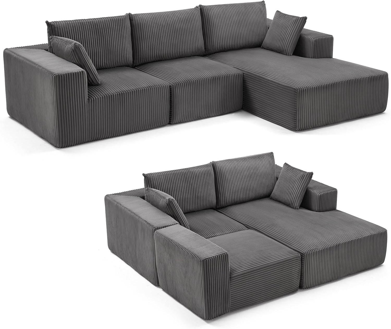 108-inch modular sofa cloud modular sofa with deep seat and reclining chair upholstered sofa
