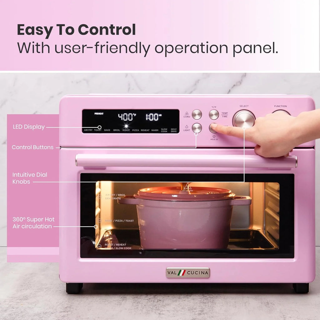 Infrared Heating Air Fryer Toaster Oven, Extra Large Countertop Convection Oven 10-in-1 Combo, 6-Slice Toast, Enamel Baking Pan Easy Clean with Recipe Book, Black Matte Stainless Steel
