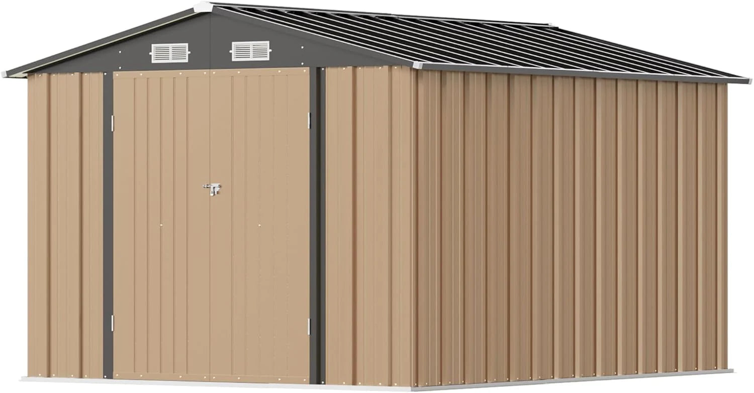 Greesum 6×4 FT Outdoor Storage Shed, Metal Patio Storage Shed with Lockable Door