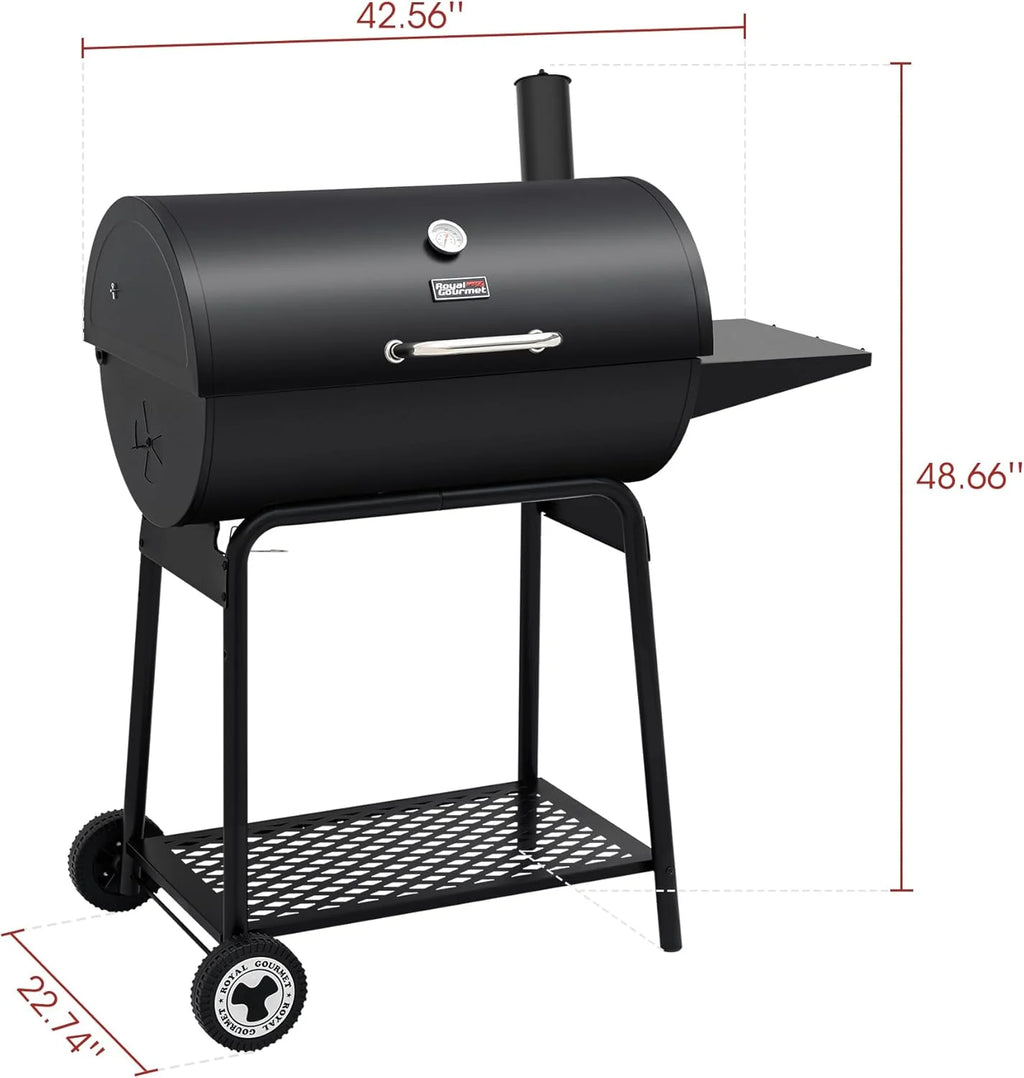 Royal Gourmet CC1830 30 Barrel Charcoal Grill with Heating Rack, Outdoor Grill, 627 Sqm