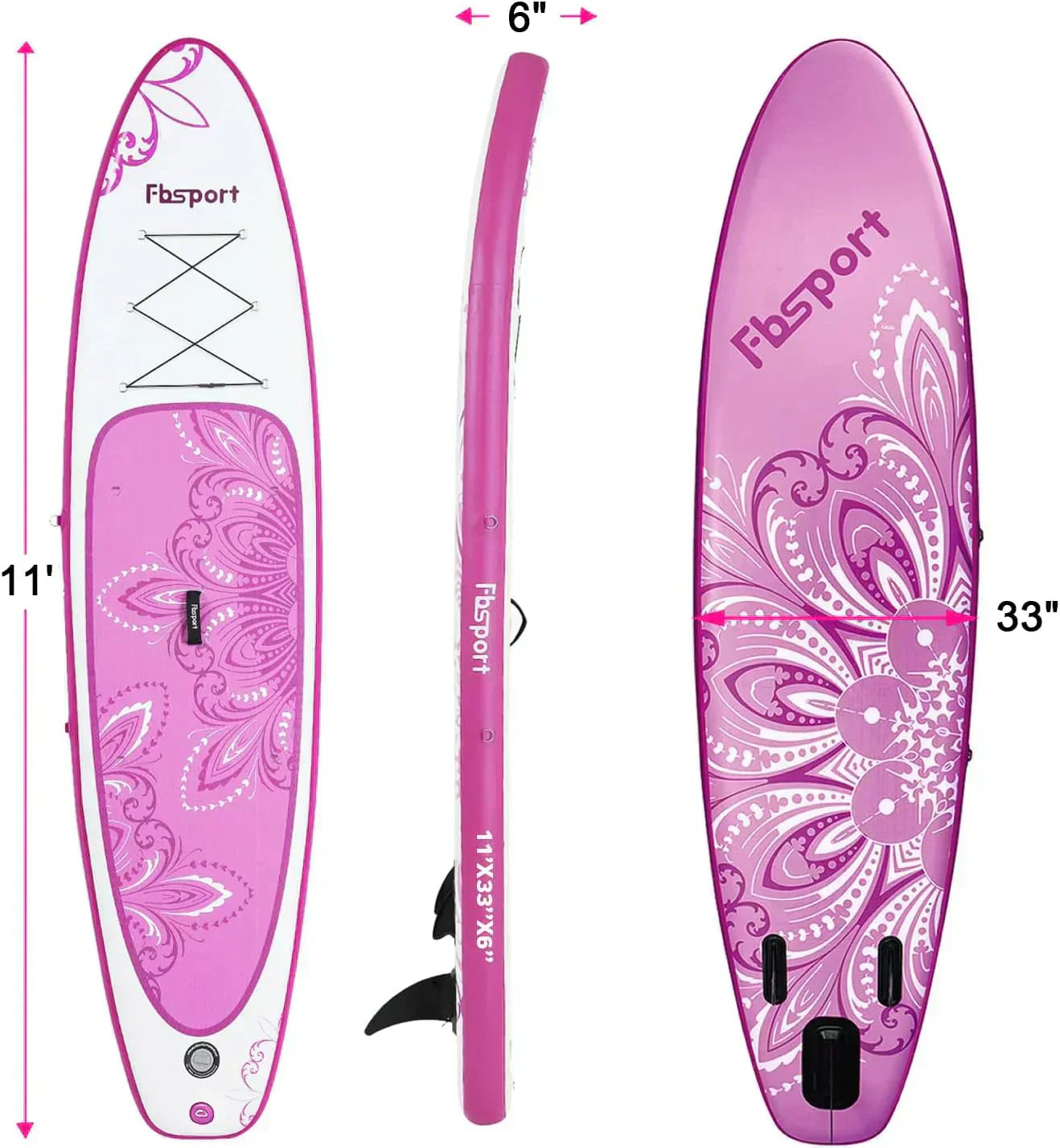 FBSPORT 11' Premium Stand Up Paddle Board Yoga Board with Durable SUP Accessories Carry Bag