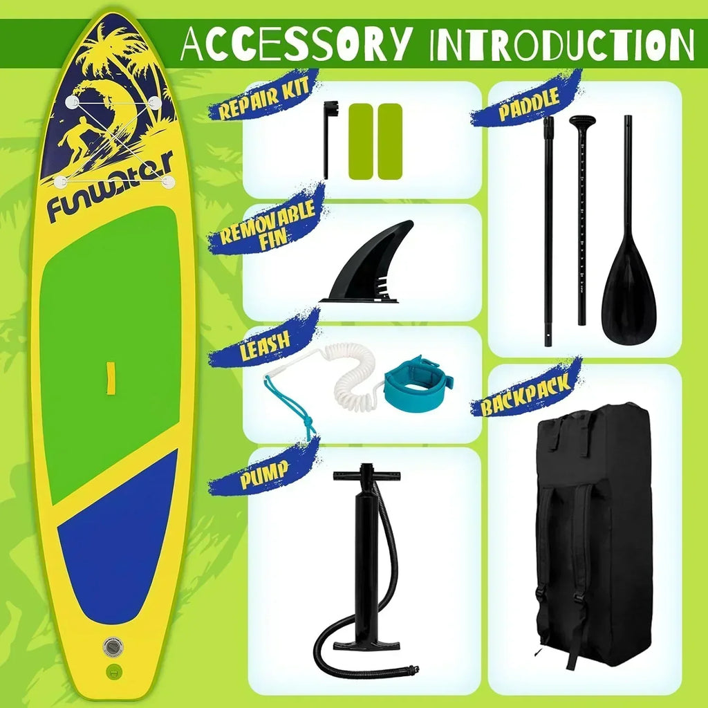 FunWater Inflatable Stand Up Paddle Board Premium SUP Paddle Accessories EVA Deck