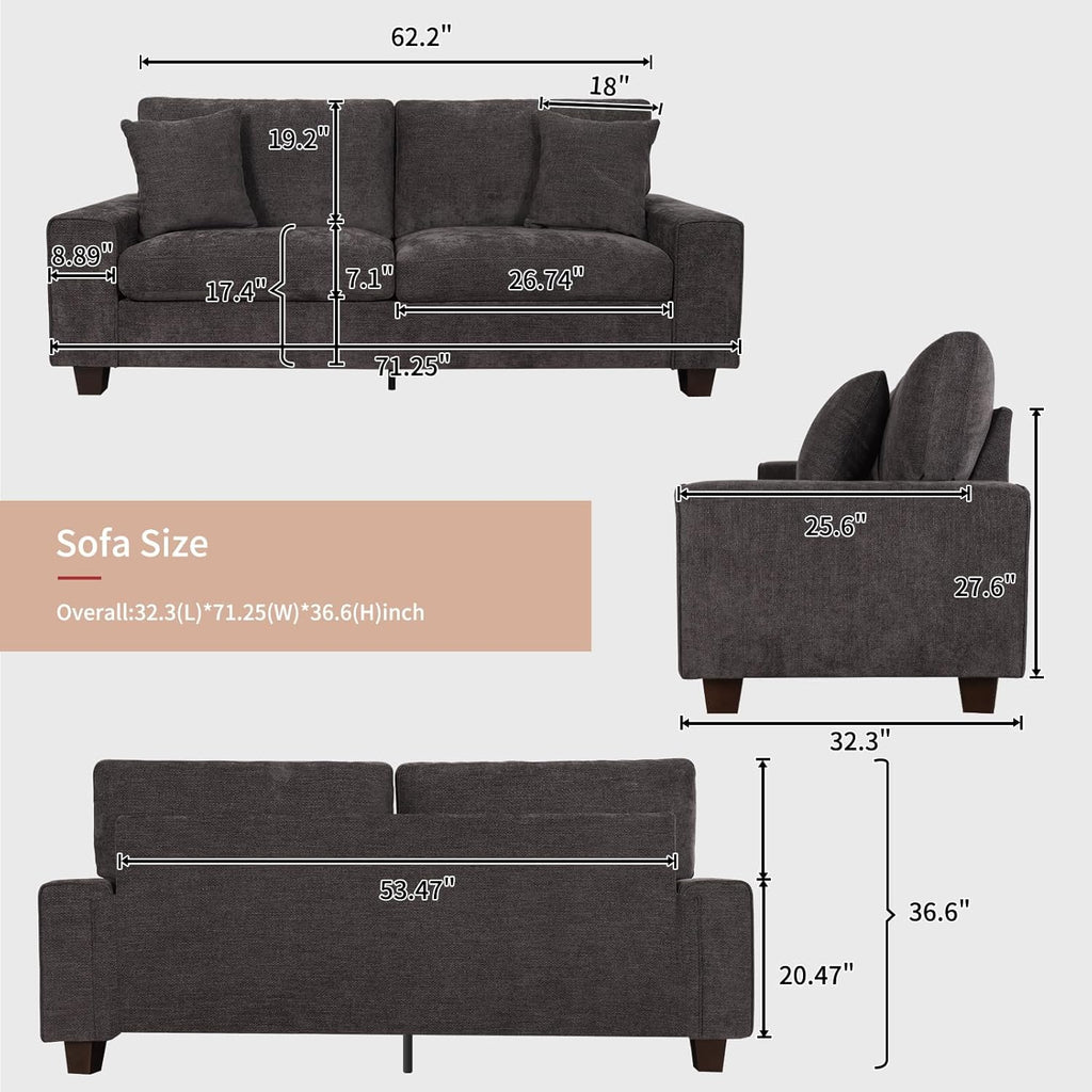 DOPEDIO living room double sofa chenille lounge chair removable solid wood frame