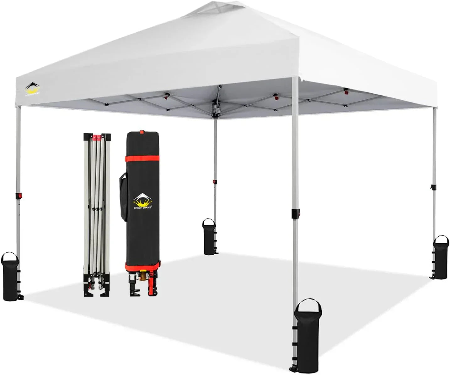 10x10 Pop-Up Awning One-Click Installation Beach Tent Outdoor Sunshade Silver Coated Top