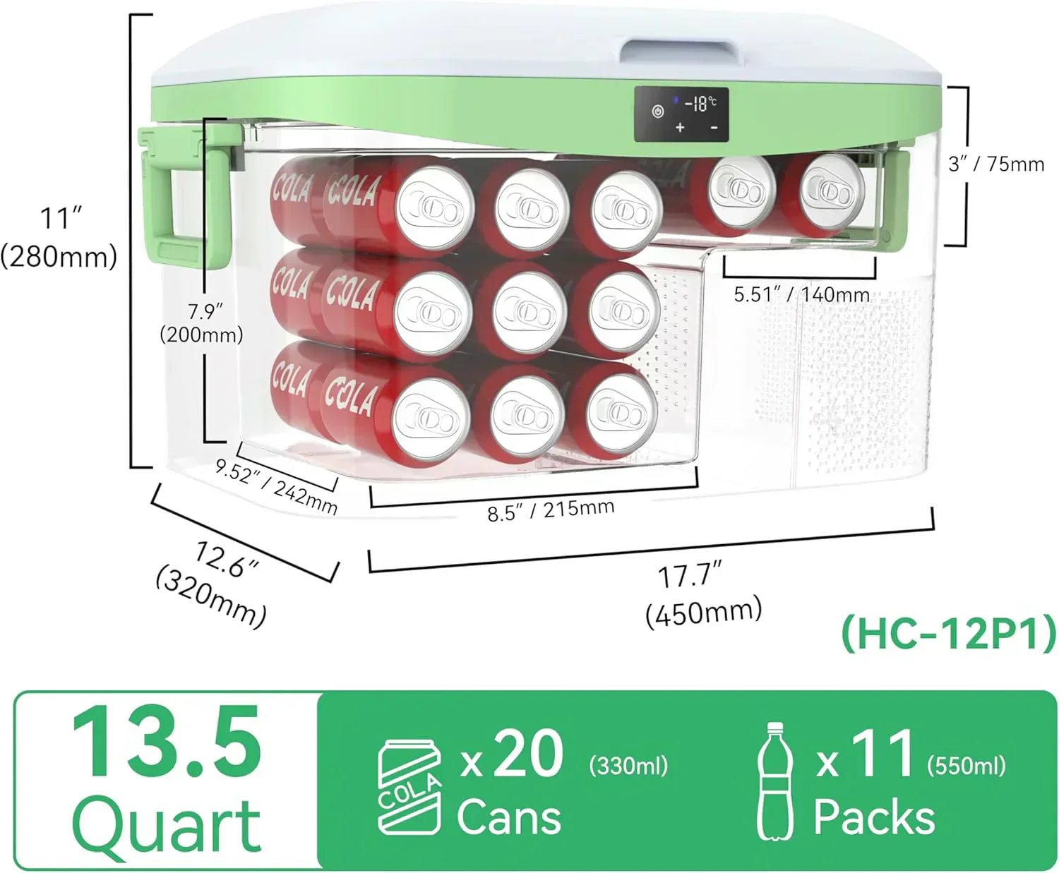 Car Fridge Portable 12 Volt Refrigerator 23 Quart (22 Liter) Freezer Compressor Cooler 12V/24V