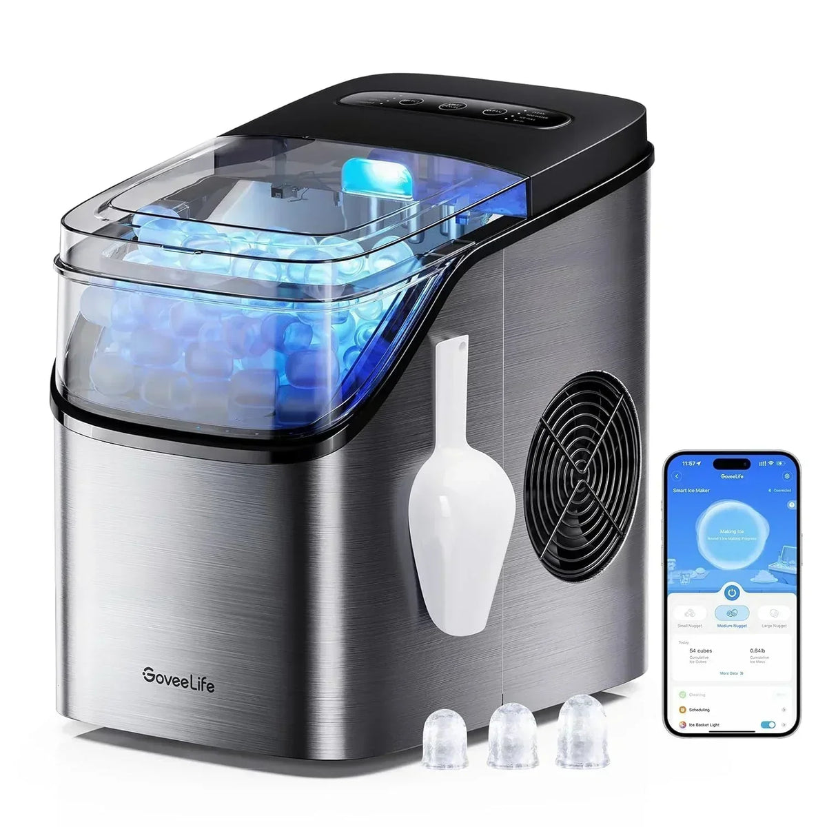 GoveeLife Smart Ice Maker Countertop Portable Ice Machine with Voice Control 9 Ice Cubes