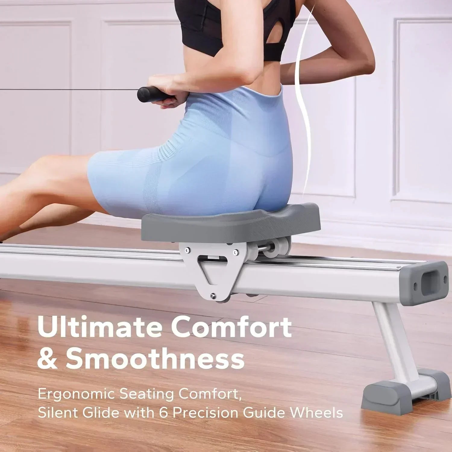 Merachi household rowing machine silent resistance dual-slide design