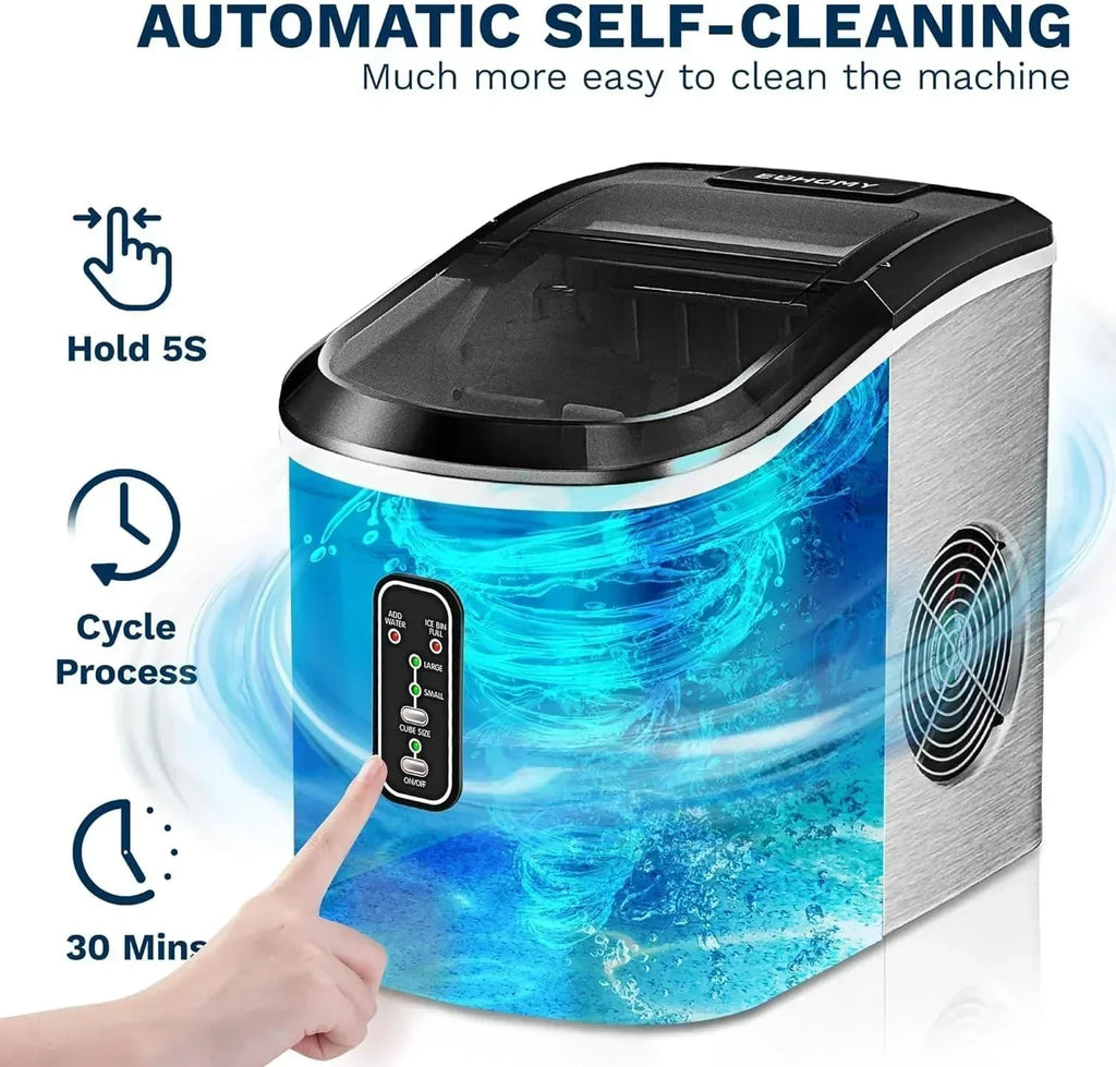 EUHOMY Nugget Ice Maker Countertop with Handle Ready 34lbs Per Day Removable Top Cover
