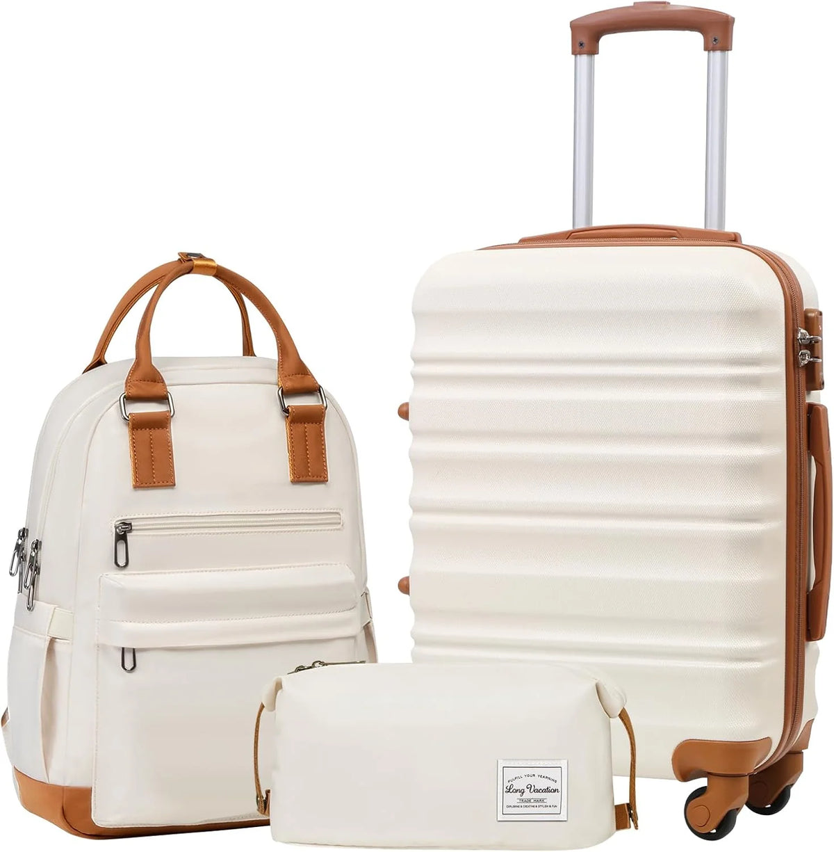LONG VACATION 6 Piece Luggage Set Carry on Suitcase with ABS+PC hardshell, Spinner Wheels & YKK Zipper TSA Lock
