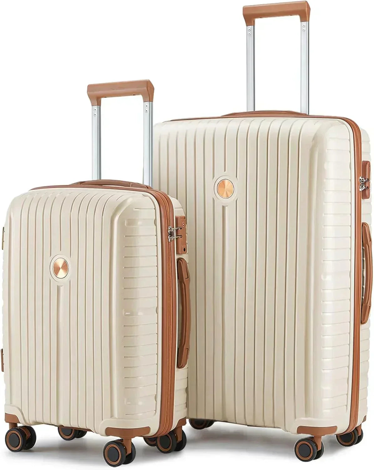 5-piece PP hardshell lightweight travel carry-on luggage set with dual spinner wheels