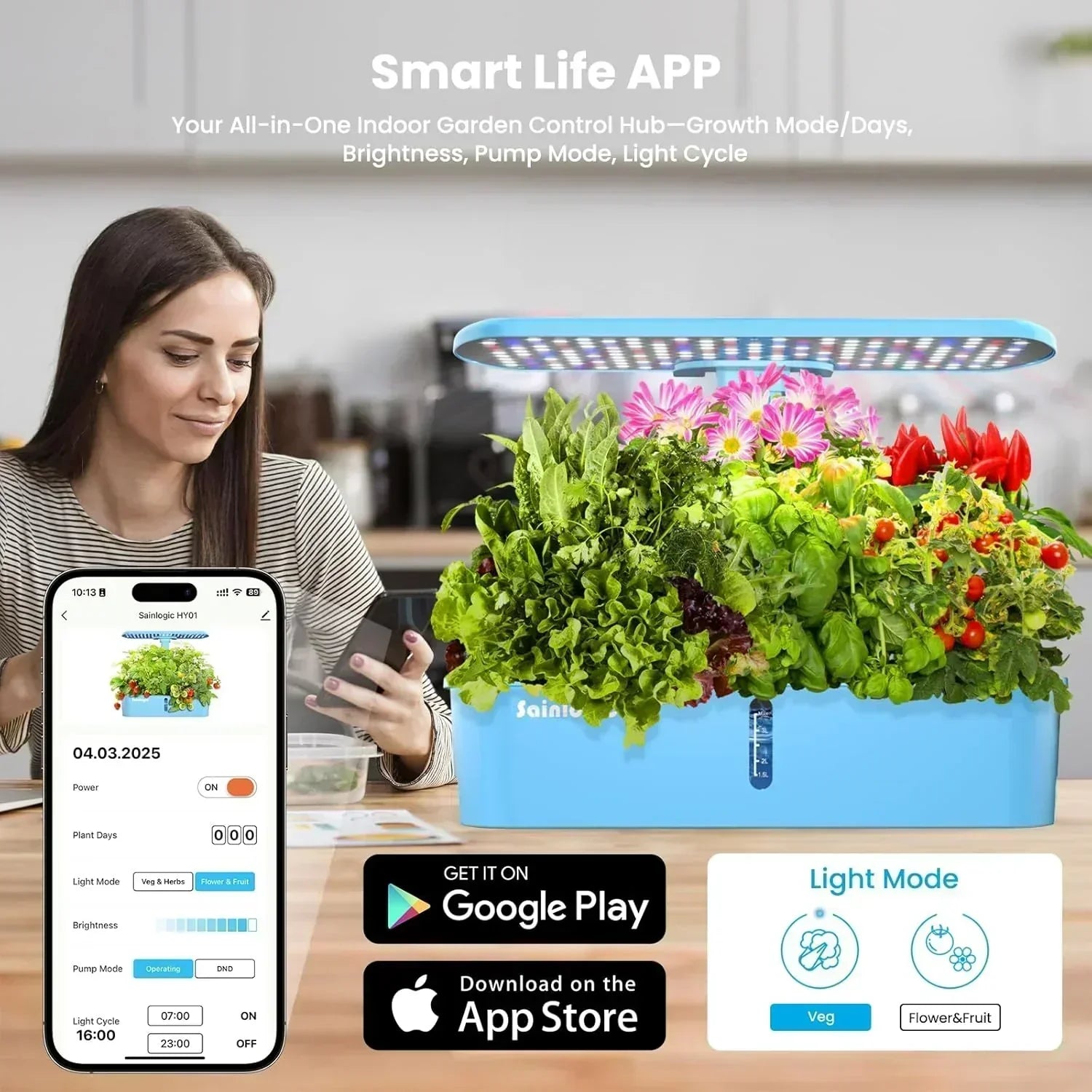Hydroponic Planting System Kit 12 Watering Planters Smart Indoor Garden with APP